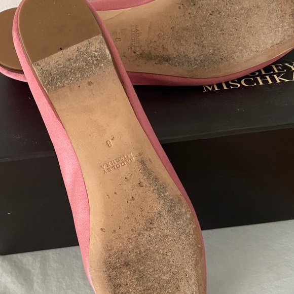 Badgley Mischka Pink Satin Flats with Crystal Detail - Picture 3 of 7